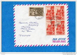 MARCOPHILIE-lettre  Avion DAHOMEY-cad-Porto Novo-1957- 5 Stamps+N°35  Bloc De 4-AO F-pour Françe - Covers & Documents