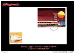 AFRICA. CONGO SPD-FDC. 1991 TRENES. HOJA BLOQUE - FDC