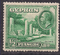 Cyprus 1934 KGV 1/2 Pi Green Marble Forum Salamis MM SG 134 ( J343 ) - Chypre (...-1960)