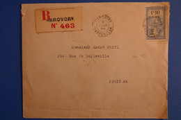 N1 MADAGASCAR BELLE LETTRE RECOM. 1938 MAROVOAY POUR PARIS FRANCE+SURCHARGE+ T.P VERSO+ AFFRANCHISSEMENT PLAISANT - Briefe U. Dokumente