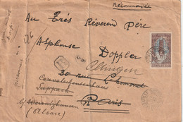 LETTRE RECOMMANDEE CONGO 31/08/1912 BRAZZAVILLE POUR PARIS Redirigée En ALSACE - Storia Postale