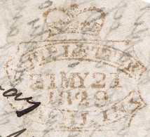 Ireland Maritime Dublin 1829 Crowned "tablet" SHIP LETTER DUBLIN 21 MY 1829 Type II In Red On Letter Toulouse To Hudders - Prephilately