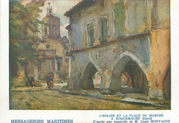 / CPSM FRANCE 30 "Roquemaure, L'église Et La Place Du Marché" - Roquemaure