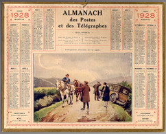 CALENDRIER GF 1928 - Remorque-nous, Charretier On T'en Supplie, Imprimeur Oberthur Rennes - Groot Formaat: 1921-40