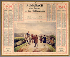 CALENDRIER GF 1928 - Remorque-nous, Charretier On T'en Supplie, Imprimeur Oberthur Rennes - Grand Format : 1921-40
