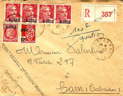 1947- Enveloppe RECC. De MONTAGNAC / ORAN   Affr.   à 13,50 F - Storia Postale