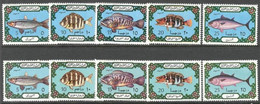 Libya, 1973, Fish, Animals, Fauna, Both Colors, MNH, Michel 442-446a, 442-446b - Libye