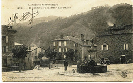 7358 - Ardéche -  SAINT MARTIN De VALAMAS : La Fontaine Et La Boulangerie PIZOT à Gauche (disparue ?)- Circulée En  1908 - Saint Martin De Valamas