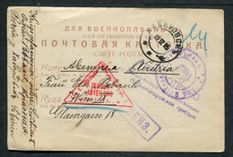 05537 WWI Russia CENSOR Novo-Aleksandrovsk Pier SEAL 1915 Cancel Khabarovsk POW Card To Wien Austria - Storia Postale