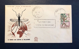 Lettre, Polynésie Française N°6 OBL PAPEETE (1964), Env. Illustrée, Cachet Rect. LE MONDE CONTRE LE PALUDISME, TB - Altri & Non Classificati