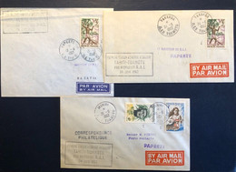 3 Lettres, 3 1er Vols Par R.A.I. Dont TAHITI-TUAMOTU Par Hydravion RAI Au Départ De TAKAROA Et MANIHI - Storia Postale