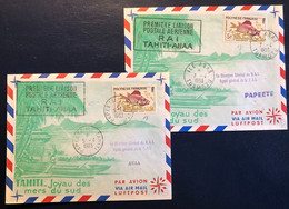 2 Lettres, Polynésie N°18 OBL ILE ANAA Et PAPEETE (1963) + Cachet Rect. PREMIERE LIAISON... RAI TAHITI ANAA, TB - Storia Postale