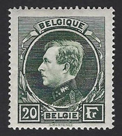 Belgique Albert 1er N°290A* 20fr Vert-gris  Tirage De Malines Tres Frais TTB - Nuevos