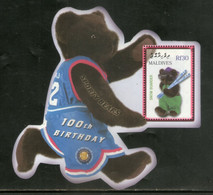 Maldives 2002 Teddy Bear Centenary Snow Boarder Odd Shaped M/s Sc 2661 MNH # 8237 - Disney