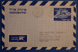N4 ISRAEL BELLE LETTRE AEROGRAMME 1954 TEL AVIV POUR LONDON UK+ AFFRANCHISSEMENT PLAISANT - Storia Postale