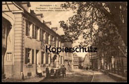 ALTE POSTKARTE MICHELSTADT ODENWALD GASTHAUS DREI HASEN BES. HERMANN MÜLLER ALTES AUTO Oldtimer Ansichtskarte Postcard - Michelstadt