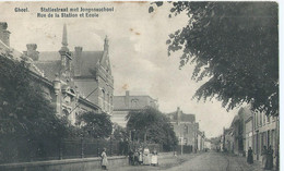 Geel - Gheel - Statiestraat Met Jongensschool - Rue De La Station Et Ecole - Uitgevers J. Harts En H. Rombouts - Geel