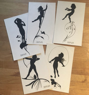 DIEFENBACH 5 Schattenbildkarten Serie Göttl. Jugend I, Blatt 4, 9, 10,  11, 12 - Silhouettes