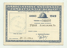 ASSOCIAZIONE NAZIONALE COMBATTENTI E REDUCI  ANNO 1949   - SEZ. SESTRI P.  - CM. 10,8X7,5 - Documents Historiques