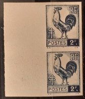 France 1944 Coq Et Marianne (d'Alger) N°640 Paire  BdF** TB Cote Maury 150€ - 1944 Coq Et Marianne D'Alger