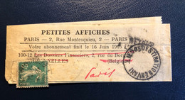 N°137 Sur Bande De APRIS (1915) Pour BRUXELLES Avec CAD Sans Bloc Dateur LIEU DE DESTINATION ENVAHI - Kranten