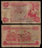 MAURITIUS BANKNOTE 10 RUPEES (1967) P#31b G/VG (NT#03) - Mauricio