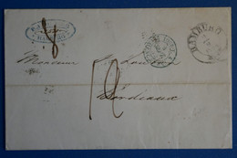 N5 ALLEMAGNE TOUR ET TAXIS BELLE LETTRE 1854 HAMBOURG  POUR BORDEAUX+TAXE MANUSCRITE+ AFFRANCH. INTERESSANT - Cartas & Documentos