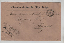 REF3688/ L. Chemins Fer Etat Belge Ministère Travaux Publics En Franchise C. BXL 1884 > Bruges C. D'arrivée - Franquicia