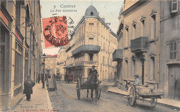 Castres         81           La Rue Gambetta. Attelage  Colorisée Et Toilée      N°9       (voir Scan) - Castres