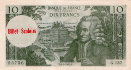 Billets Scolaires De 10 Francs Lot De 2 Billets 1965. Billets Factices Pour Compter à L'école - Specimen