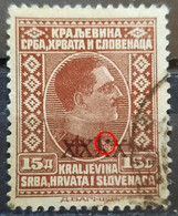 KING ALEXANDER-15 D-OVERPRINT XXXX-ERROR-BROKEN X-YUGOSLAVIA-1928 - Imperforates, Proofs & Errors