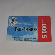 BENIN-(BJ-LIB-REF-0003B)-carte Recharge-(45)-(5.000fcfa)-(201-2595-0329-079)-used Card+1card Prepiad Free - Benin