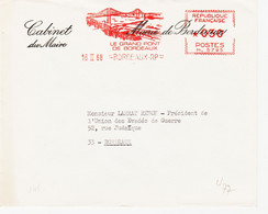 France, , Obliteration Mecanique Havas Type M  De Bordeaux Rp En 1968, Grand Pont De Bordeaux    TB - Mechanical Postmarks (Other)