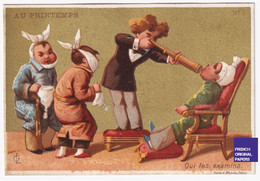 Jolie Chromo Dorée Au Printemps Paris 1890 Testu & Massin Mal De Dents Arracheur Dentiste Dent Longue-vue Tooth 47-51 - Sonstige & Ohne Zuordnung