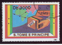 SAO TOMÉ UND PRINCIPE 1991 Eilmarke 3000 Db, Gest. ABART: Passerverschiebung - Sao Tomé Y Príncipe