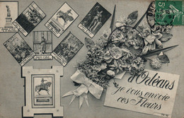 D'Orléans Je Vous Envoie Ces Fleurs - Multivues (Jeanne D'Arc) Photo Th. G. - Carte De 1914 - Souvenir De...