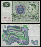 SWEDEN BANKNOTE - 10 KRONOR 1987 P#52e F/VF (NT#03) - Sweden