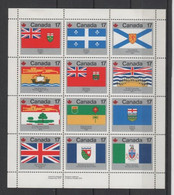 (SS117) CANADA, 1979 (Provincial And Territorial Flags). Miniature Sheet Of 12 Stamps. Mi ## 731-742. Mint Hinged* - Blocks & Sheetlets