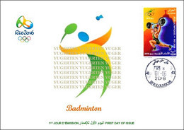 ARGELIA 2016 - FDC Olympic Games Rio 2016 Badminton Olympische Spiele Olímpicos Olympics JO - バドミントン - Bádminton