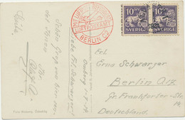 SCHWEDEN 1934 10Ö Löwe (Paar, ABART Linke Marke M. Farbe Im Linken Rand) Als MeF - Covers & Documents