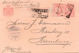 SURINAME 1905 2 1/2 C. Ziffer + Dto.-Zusatzfrankatur RA3 "SURINAME VIA PLYMOUTH" - Suriname ... - 1975