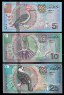 SURINAME BANKNOTE - 3 NEW NOTES 5, 10, 25 GULDEN 2000 P#146-147-148 UNC - BIRDS (NT#03) - Suriname