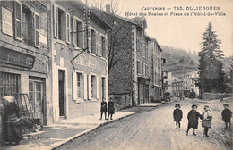 63-OLLIERGUES-HÔTEL DES POSTES ET PLACE DE L'HÔTEL DE VILLE - Olliergues