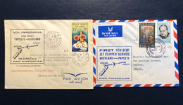 Novembre 1965: 2 Lettres Avec Cachets 1er Vol PAPEETE AUCKLAND Et AUCKLAND PAPEETE - Cartas & Documentos