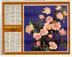 CALENDRIER GF 1963 - Bouquets De Fleurs, Imprimeur Oberthur Rennes (calendrier Double) - Tamaño Grande : 1961-70