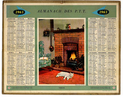 CALENDRIER GF 1963 - La Paresse Du Chat, Imprimeur Oberthur Rennes - Grand Format : 1961-70