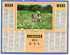 CALENDRIER GF 1963 - Cueillette Des Fleurs, Imprimeur Oberthur Rennes - Grand Format : 1961-70