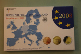 Deutschland, Kursmünzensatz Euro-Münzen, Spiegelglanz (PP) 2008, F - Münz- Und Jahressets