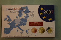 Deutschland, Kursmünzensatz Euro-Münzen, Spiegelglanz (PP) 2007, F - Münz- Und Jahressets