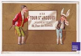 Rare Chromo Dorée Tour Saint Jacques 88 Rue De Rivoli Paris 1890 école Instituteur Punition Bonnet D'âne Enfant 47-55 - Sonstige & Ohne Zuordnung